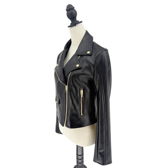 Blank NYC Moto Vegan Faux Leather Biker Motorcycle Jacket in Black Size Medium - Picture 9 of 14